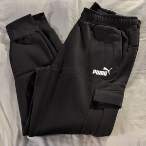 Puma Heavyweight Fleece Black Cargo Sweatpants NWT
